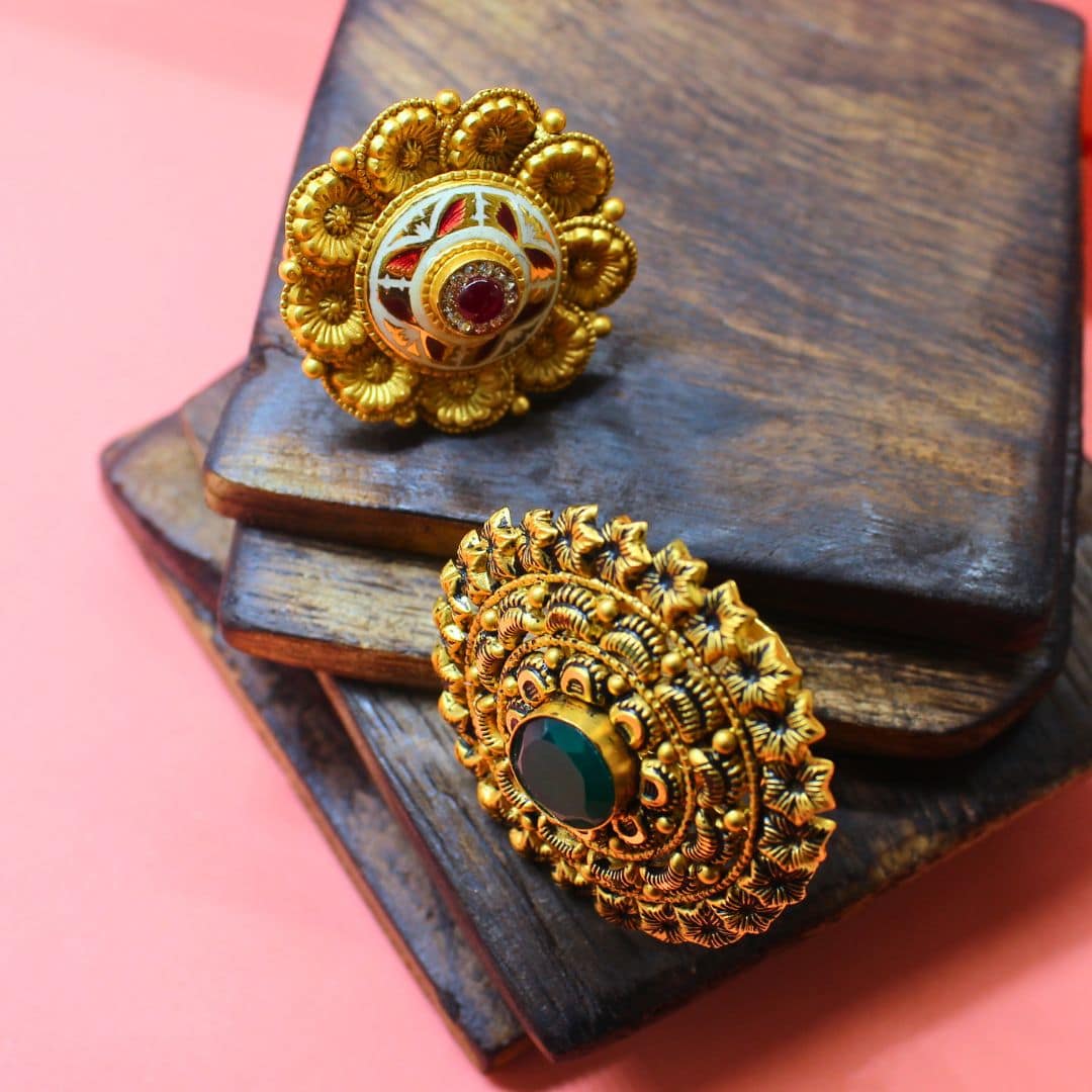 Gold Kundan Rings gold studs for women